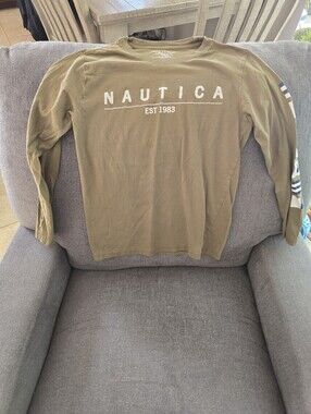 Nautica Olive Long Sleeve Graphic Tee